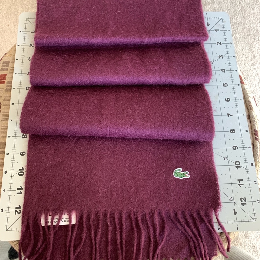 70x10 Lacoste Mens maroon Scarf